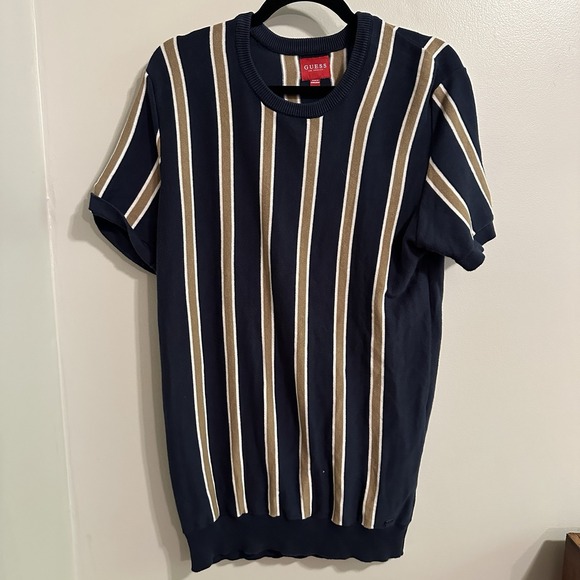 Guess vertical Striped Tshirt‎ Shirt T Long Men's Or Women's Y2K  Large Dress - Picture 1 of 4